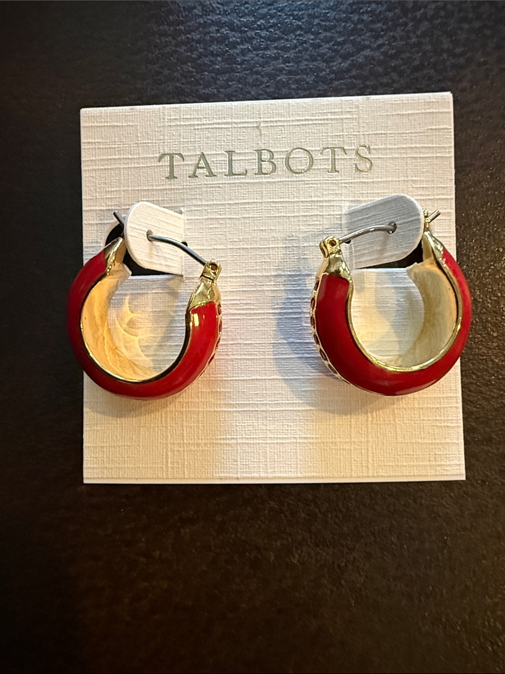 Talbots Enamel Pave Hoop Earrings NWT
